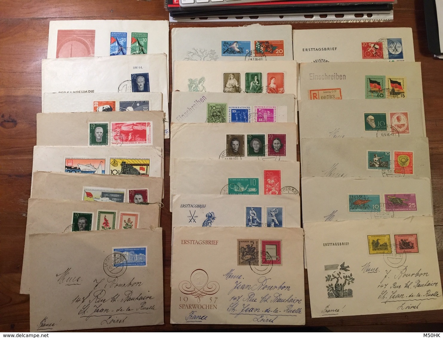 DDR - lot de + de 120 lettres (7 scans) annees 1950 : ersttagsbrief, einschreiben etc... Depart 10 cts la lettre