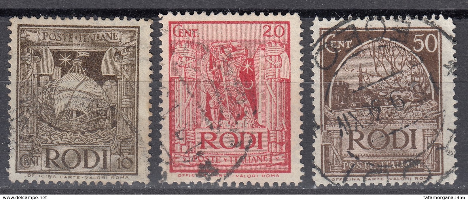 RODI (occupazione ITALIA) - 1932/1933 - Lotto 3 Valori Obliterati: Yvert 50, 51 E 54. - Ägäis (Rodi)