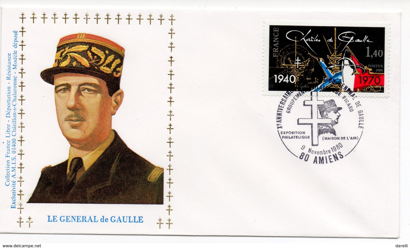 FDC France 1980 - Mort Du Général De Gaulle YT 2114 Oblitération 80 Amiens - 1980-1989