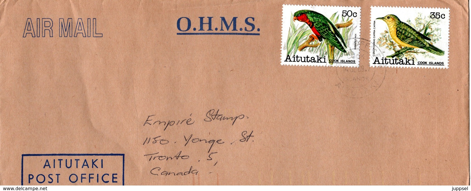 AITUTAKI,    Letter,    Birds     /     Lettre,   Oiseaux       1989 - Sonstige & Ohne Zuordnung