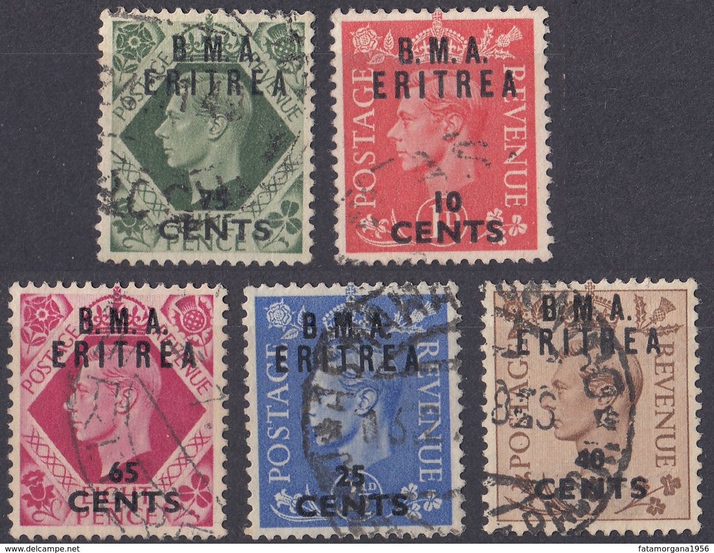 AMMINISTRAZIONE MILITARE BRITANNICA In ETIOPIA - 1948/1949 - Lotto Di 5 Valori Usati: Yvert 2, 4, 6, 7A E 8. - Africa Del Sud-Ovest (1923-1990)