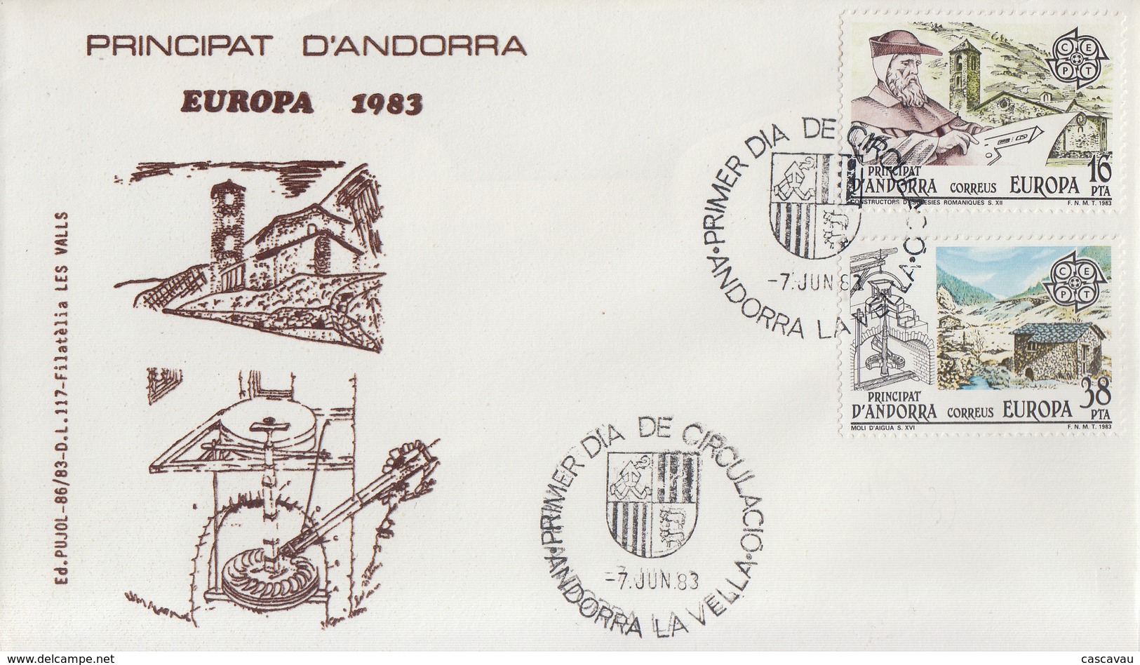 Enveloppe  FDC  1er  Jour  ANDORRE   Espagnol    Paire    EUROPA    1983 - 1983