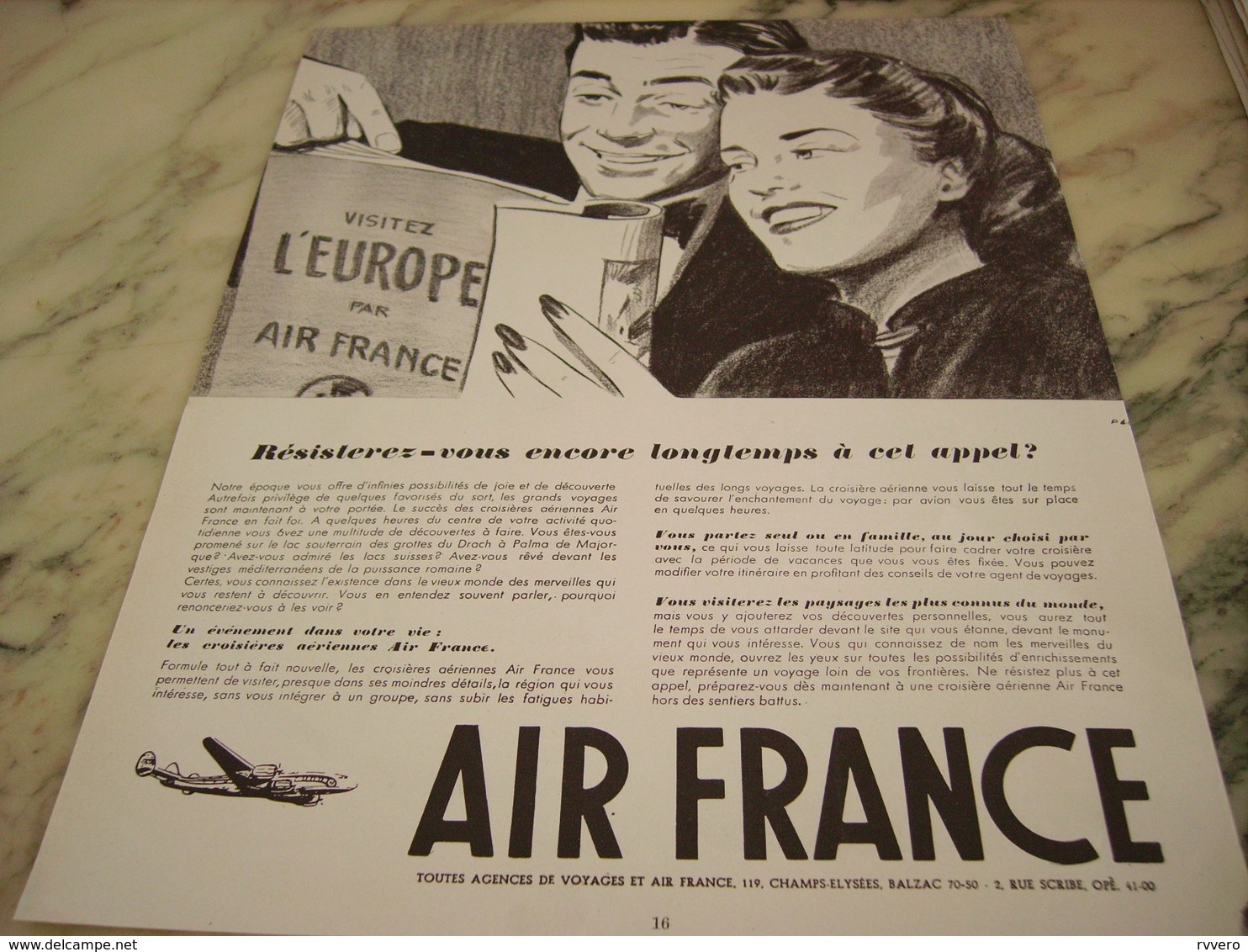 ANCIENNE PUBLICITE VISITEZ L EUROPE PAR AIR FRANCE 1952 - Affiches