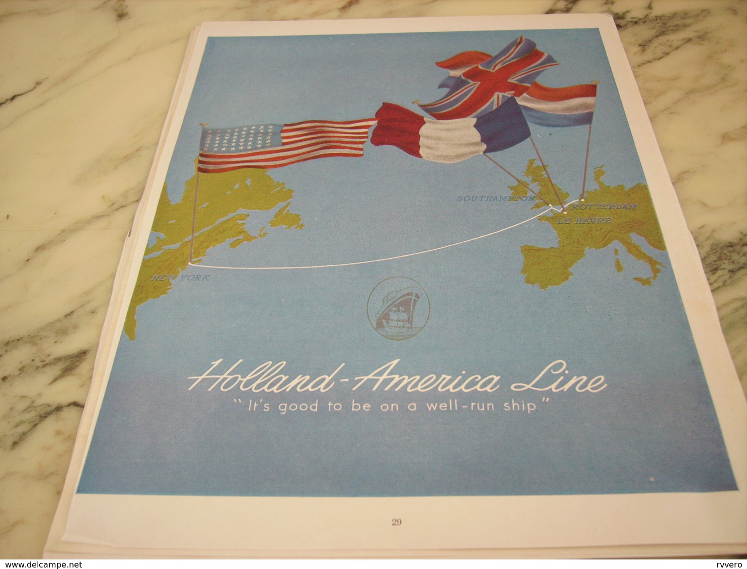 ANCIENNE PUBLICITE CROISIERE HOLLAND - AMERICA LINE 1952 - Affiches