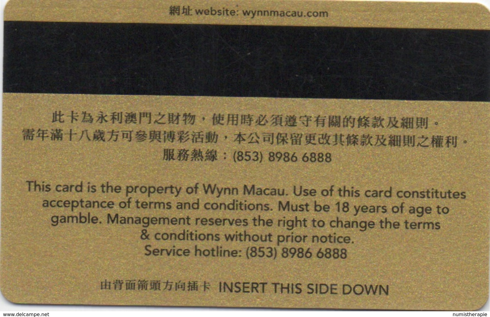 Carte Membre Casino : Wynn Macau Macao - Cartes De Casino