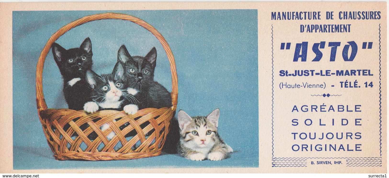 Buvard Chat Chaton / Lot De 2 / Chaussons ASTO / 87 St Just Le Martel / Et Publicité Pétrole Hahn - Animales