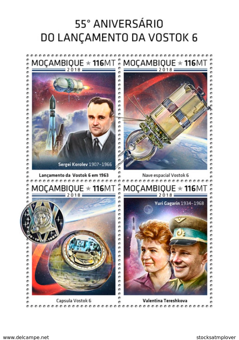 Mozambique  2018   Vostok 6   Soviet Space  S201812 - Mozambique