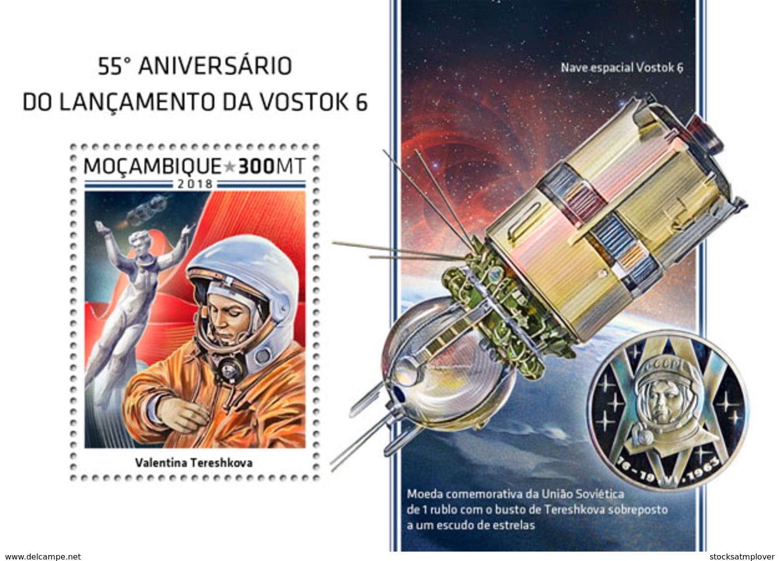 Mozambique  2018   Vostok 6   Soviet Space  S201812 - Mozambique