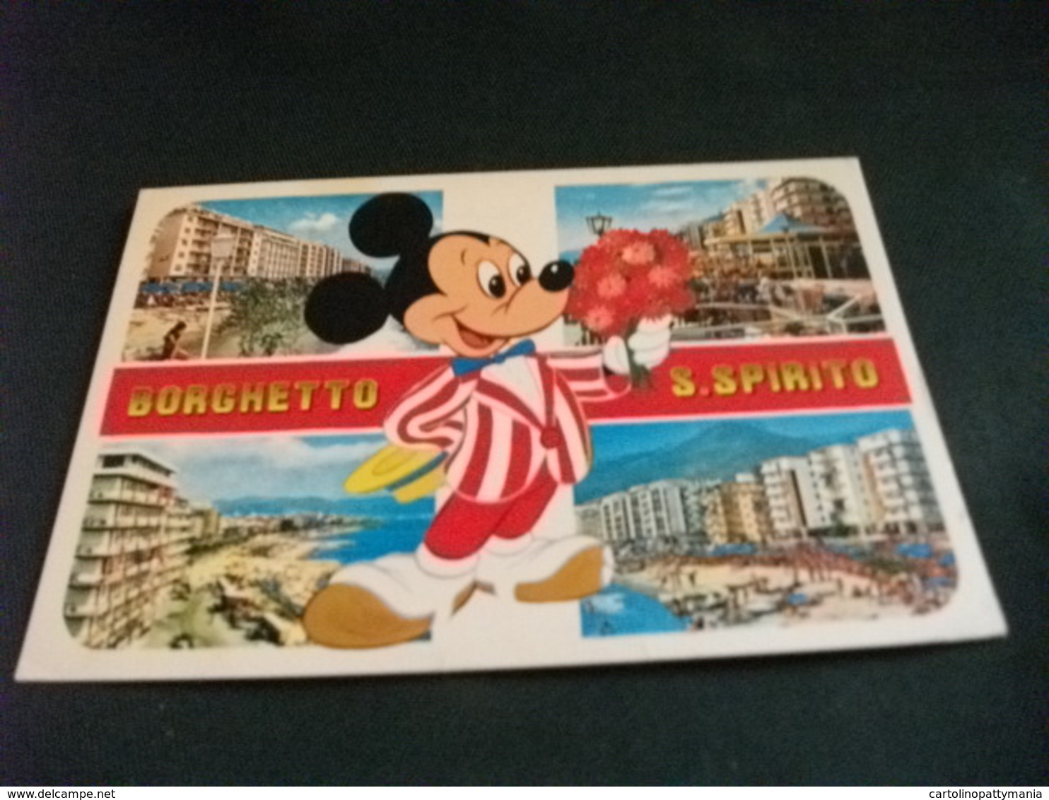 Disney  Topolino Mickey Mouse CON FIORI BORGHETTO S. SPIRITO VEDUTE LIGURIA - Altri & Non Classificati