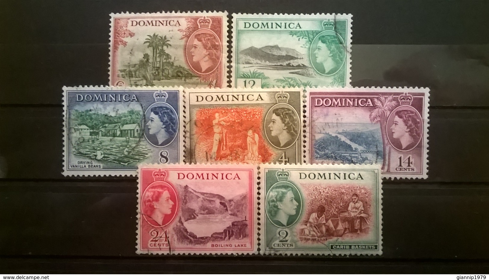 FRANCOBOLLI STAMPS DOMINICA 1954 USED SERIE QUEEN ELIZABETH II REGINA ELISABETTA II - Dominica (1978-...)