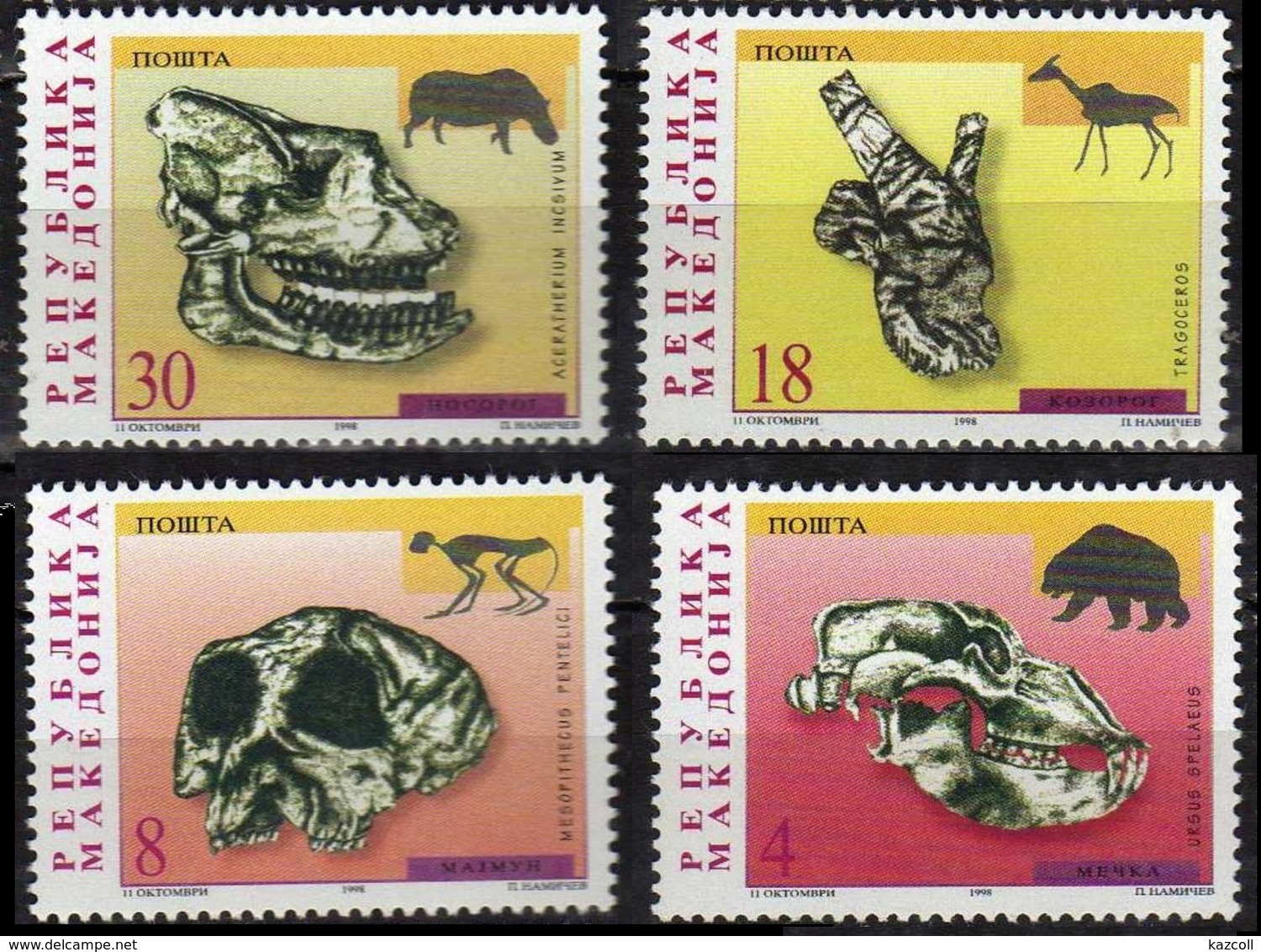 Macedonia 1998. Fauna. Archaeology. Prehistory, Skull.  MNH - Archeologia