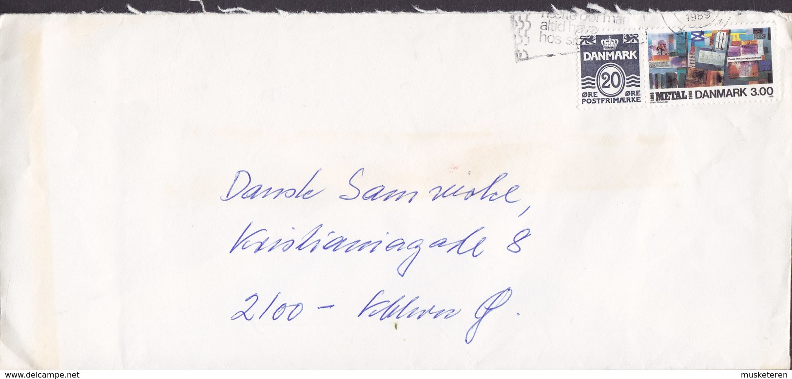 Denmark Ved Kroen? 22, GENTOFTE Slogan Flamme ?? 1989 Cover Brief Dansk Metal Stamp - Briefe U. Dokumente