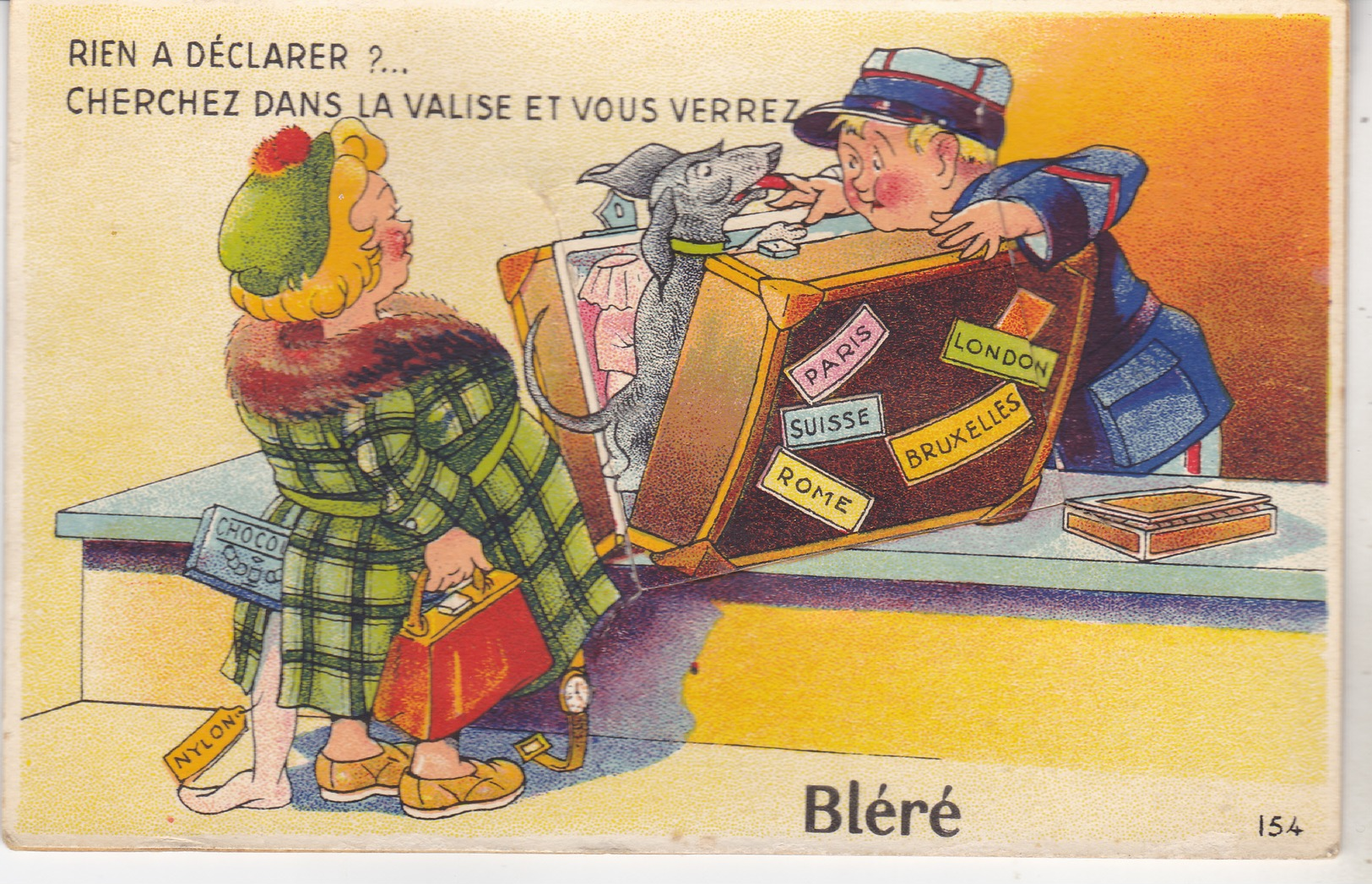 37 Bleré - Carte à Système Rien à Déclarer,  édit Artaut 154. Datée 1955, Tb état. - Bléré