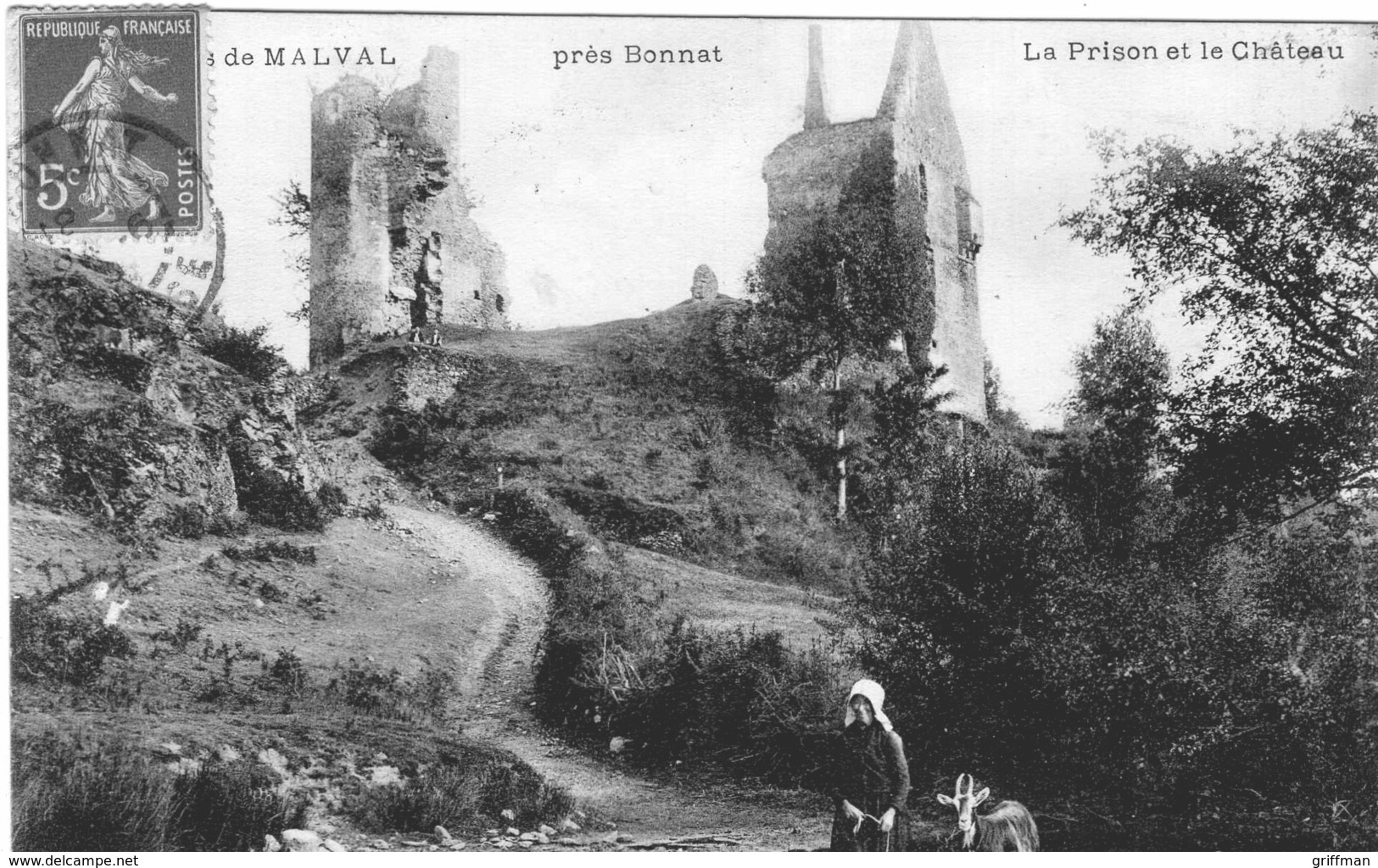 RUINES DE MALVAL PRES BONNAT LA PRISON ET LE CHATEAU TBE - Autres & Non Classés