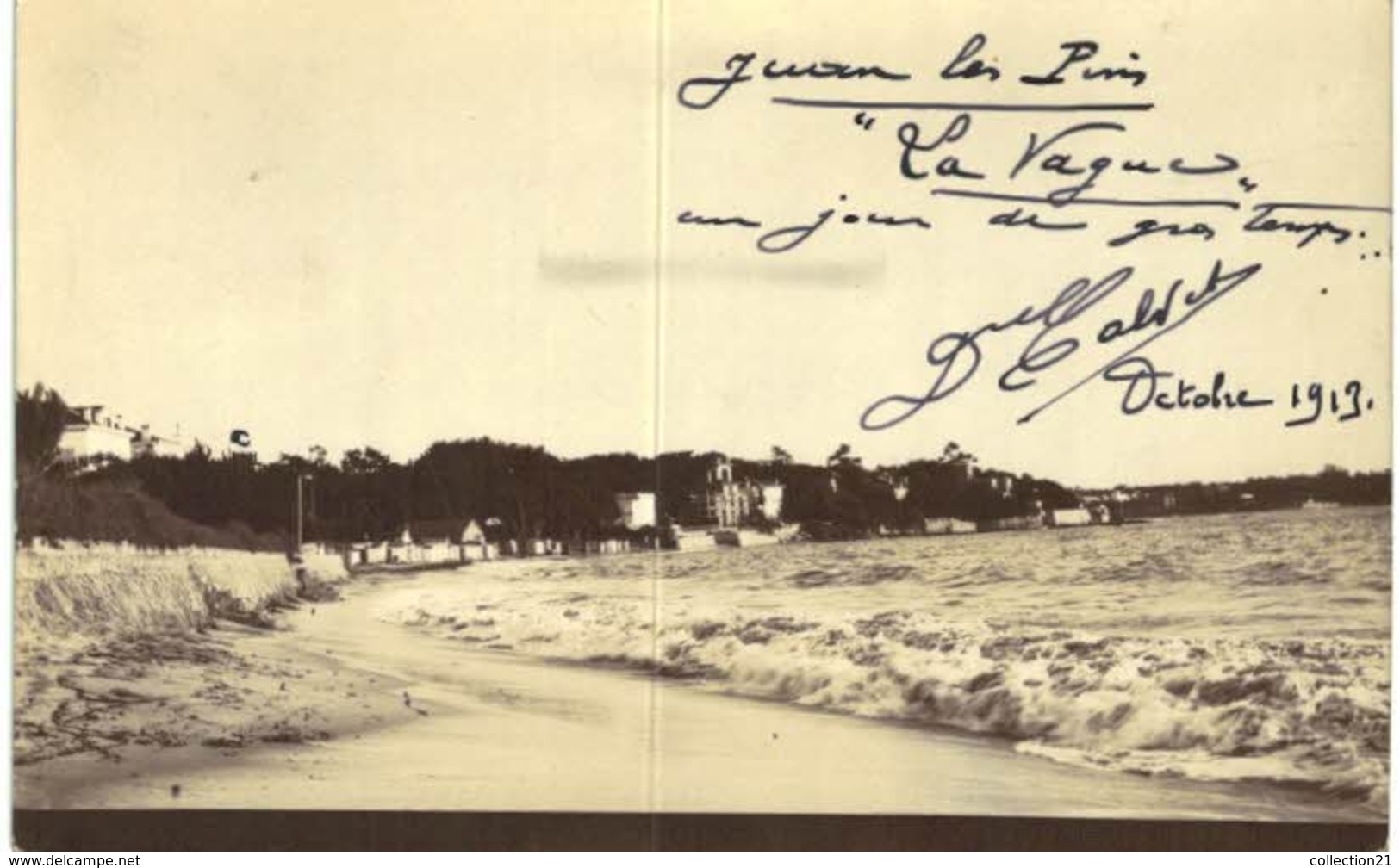 JUAN LES PINS .... CARTE PHOTO ... LA VAGUE - Autres & Non Classés