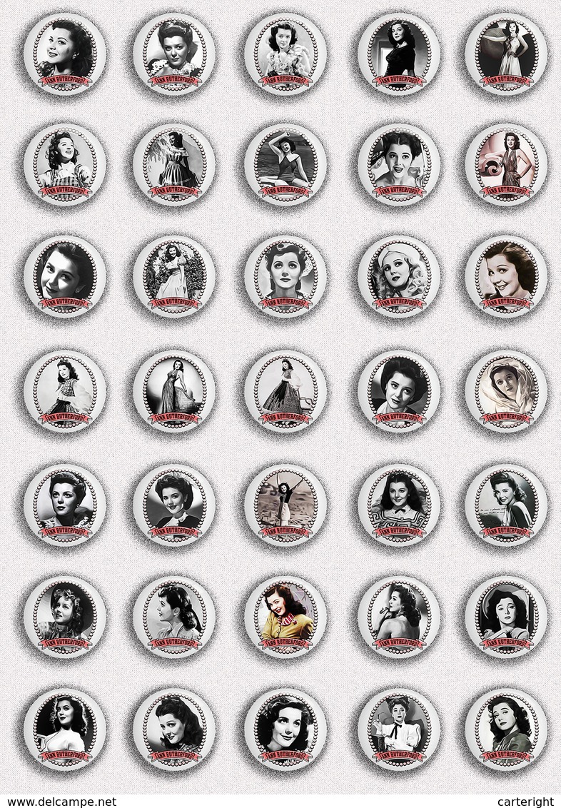 35 X Ann Rutherford Film Fan ART BADGE BUTTON PIN SET 3 (1inch/25mm Diameter) - Films