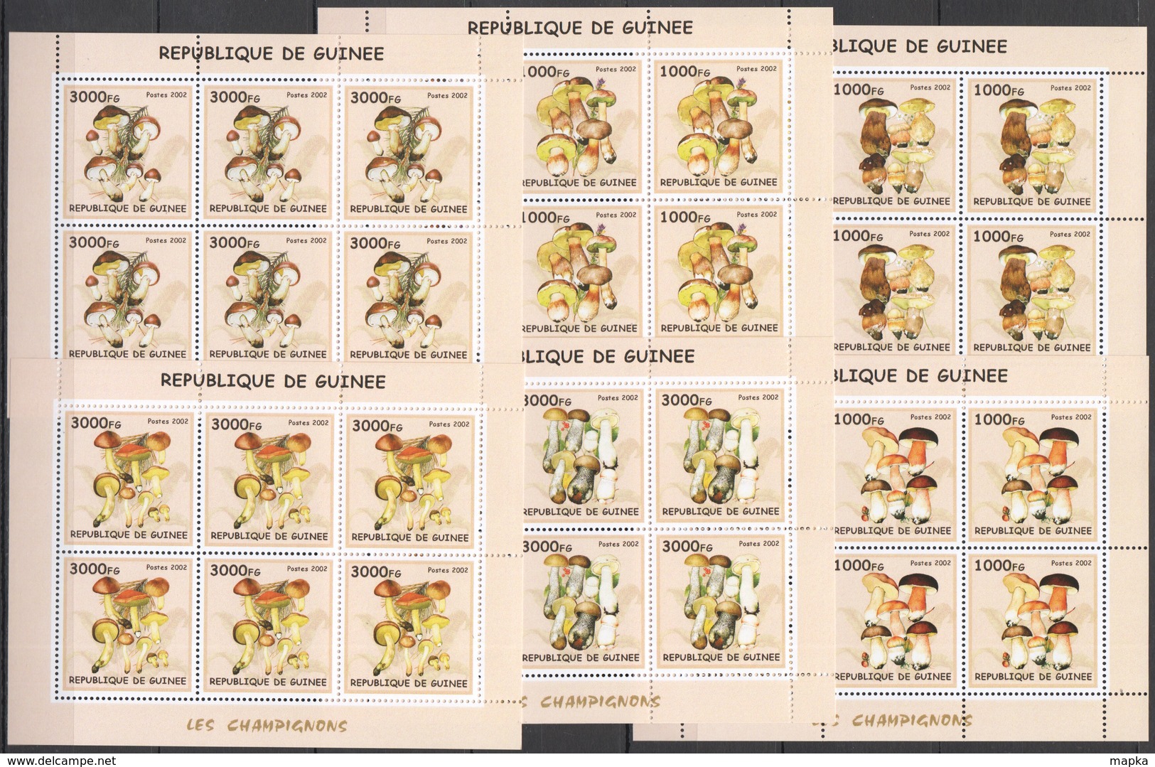 F780 2002 GUINEA FLORA NATURE MUSHROOMS LES CHAMPIGNONS !!! 6SET MNH - Funghi