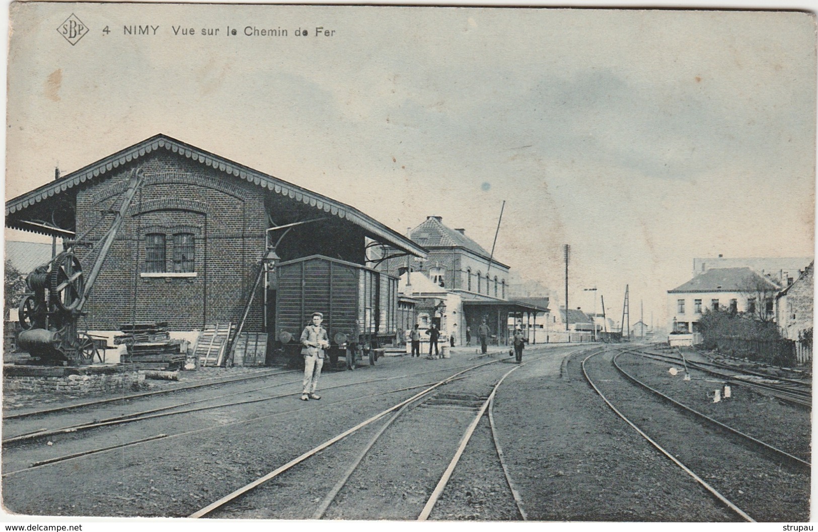 NIMY Prés Obourg, Mons Et Maisières. SBP N°:4. Vue Sur Le Chemin De Fer (Gare Du Train). Postée 1907 - Andere & Zonder Classificatie