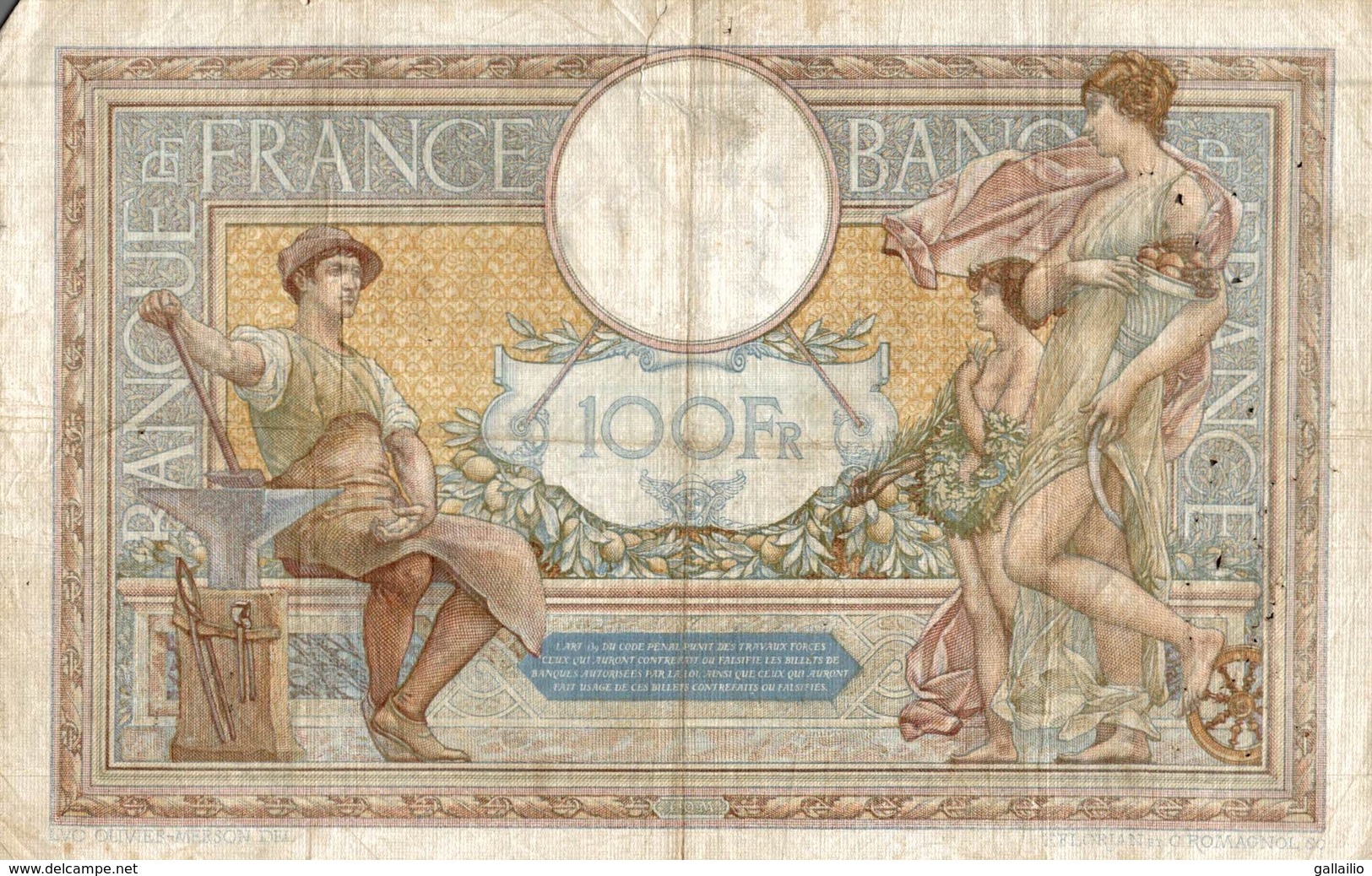 BILLET DE 100 FRANCS DE 1935 - 100 F 1908-1939 ''Luc Olivier Merson''