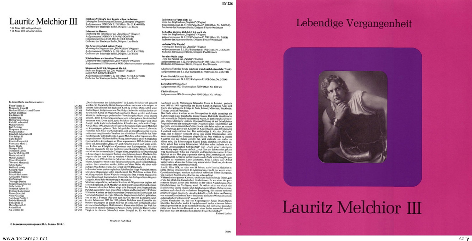 Superlimited Edition CD Lauritz Melchior. LEBENDIGE VERGANGENHEIT III. - Oper & Operette