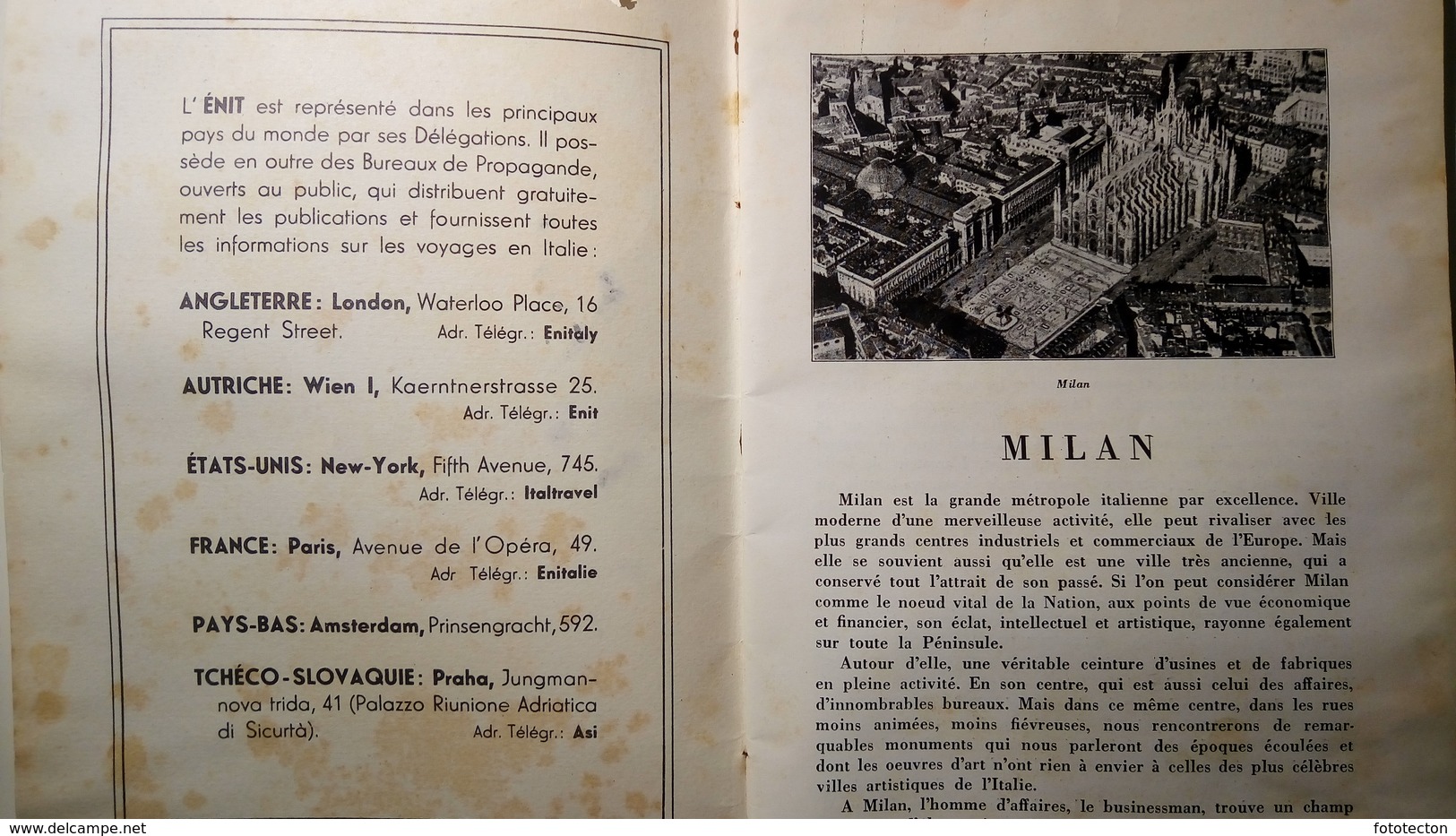 ENIT - Mappa, Cartina Geografica - Map - Milano - Dépliant, Brochure - Anni '30 - Dépliants Turistici