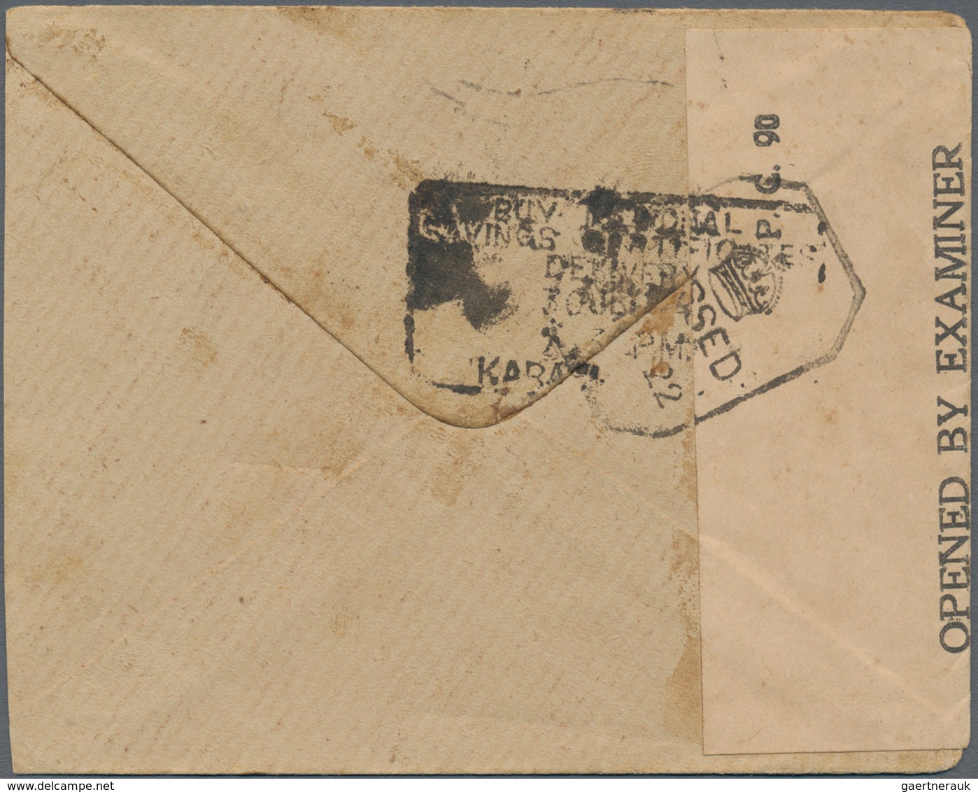 Bahrain: 1944 Censored Airmail Cover To Karachi, Franked By KGVI. 8a. And 12a. Both Optd. "BAHRAIN", - Bahrein (1965-...)