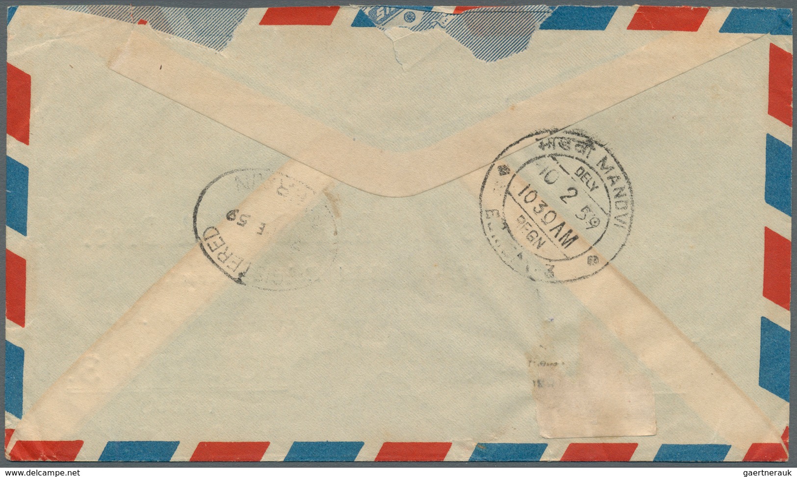 Bahrain: 1960. Registered Air Mail Envelope Addressed To Lndia Bearing SG 110, 40n.p. On 6d Purple ( - Bahrein (1965-...)