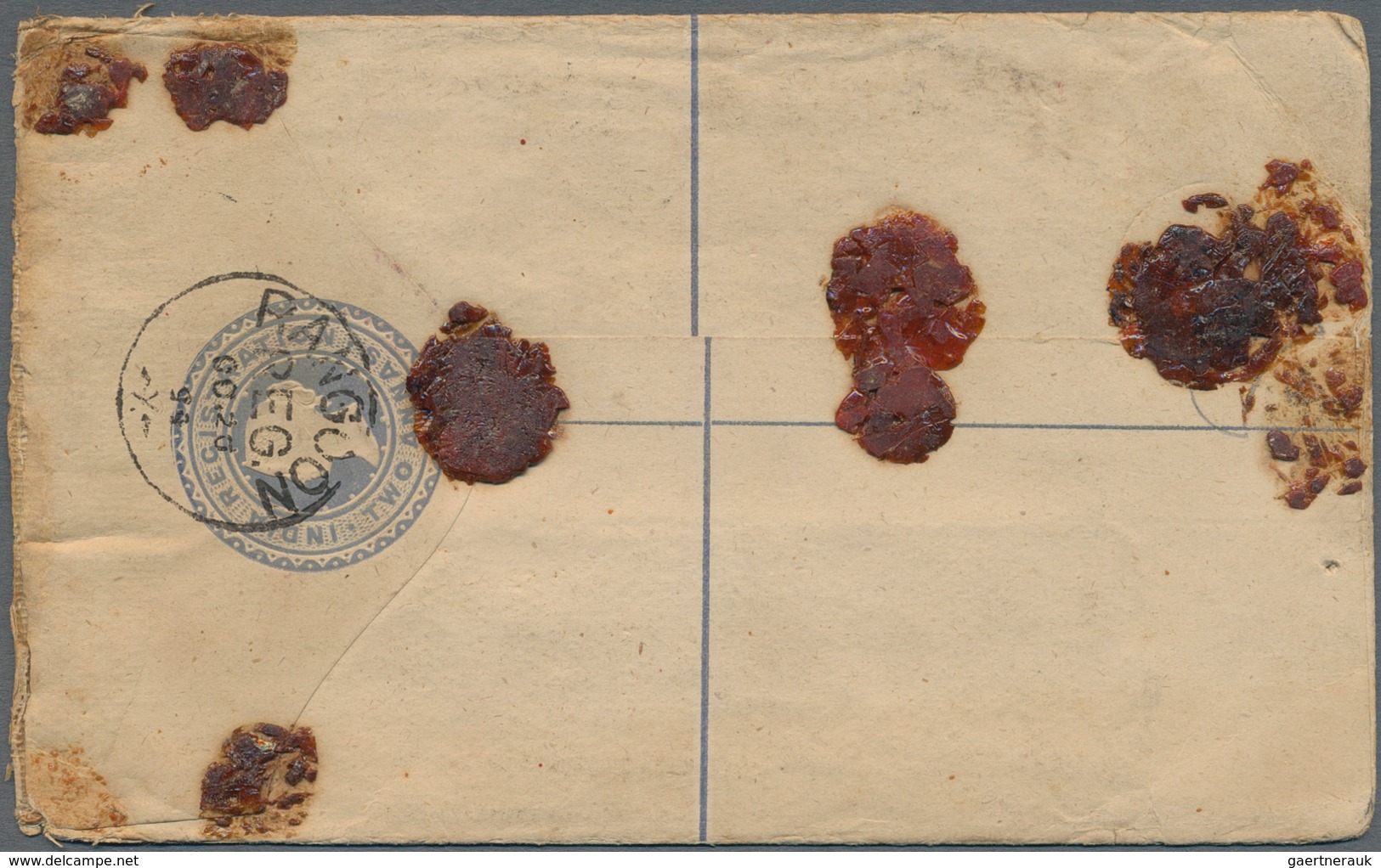 Birma / Burma / Myanmar: 1894, Indian Registered Stationery Envelope Uprated With 1 And 4 Annas QV W - Myanmar (Birma 1948-...)