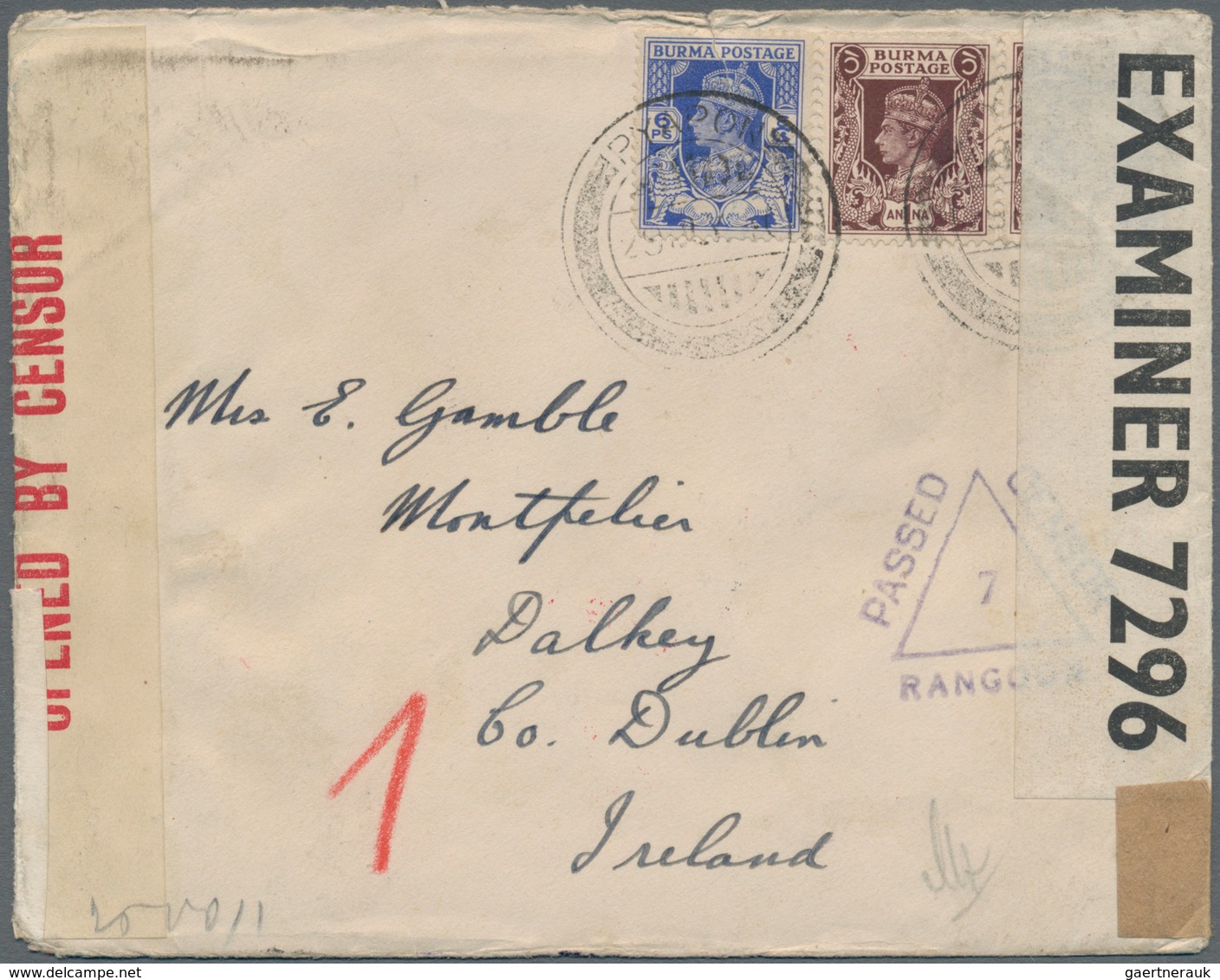 Birma / Burma / Myanmar: 1940. Envelope (opened On Three Sides For Display) Written From Pyapon Addr - Myanmar (Burma 1948-...)