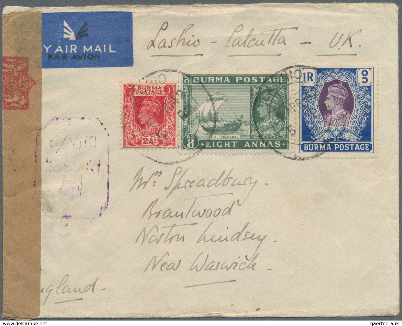 Birma / Burma / Myanmar: 1942. Air Mail Envelope Written From Namtu, Northern Shan States Endorsed ' - Myanmar (Birma 1948-...)