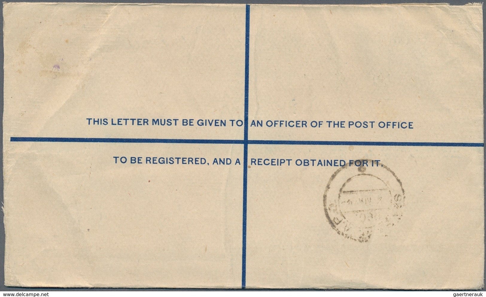 Birma / Burma / Myanmar: 1945. Registered Air Mail Indian Postal Stationery Envelope 'three Annas Po - Myanmar (Birma 1948-...)