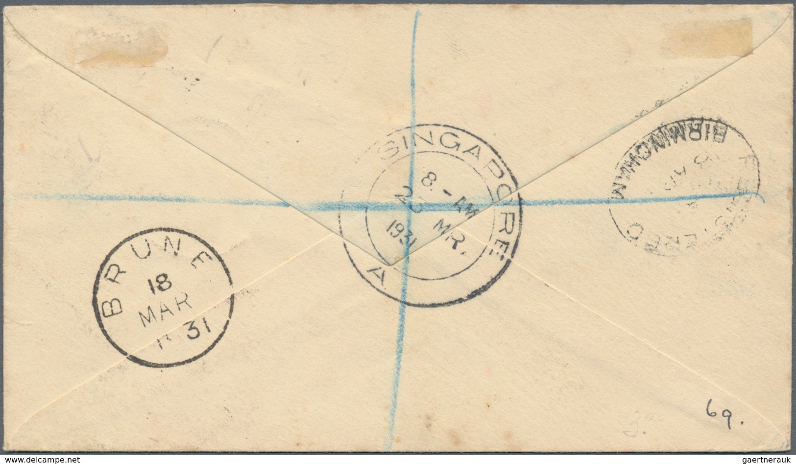 Brunei: 1931. Registered Envelope Addressed To England Bearing Brunei SG 76, 30c Purple And Orange T - Brunei (1984-...)