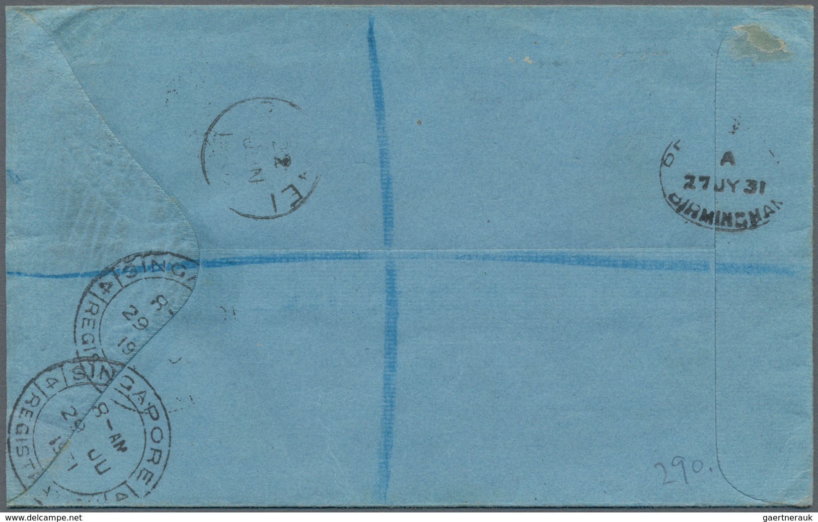 Brunei: 1931. Registered Envelope Addressed To England Bearing Brunei SG 78, $1 Black And Red/blue T - Brunei (1984-...)