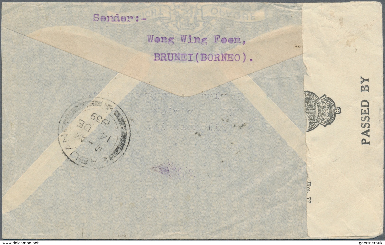 Brunei: 1939. Envelope Addressed To The United States Bearing Brunei SG 60, 1c Black (2) Und SG 74, - Brunei (1984-...)