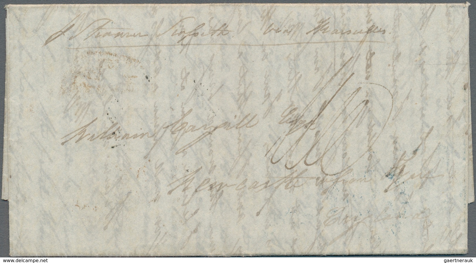 Ceylon / Sri Lanka: 1847, Entire From COLOMBO Addressed To Newcastle On Tyne, Rate 1/10 D With Super - Sri Lanka (Ceylon) (1948-...)