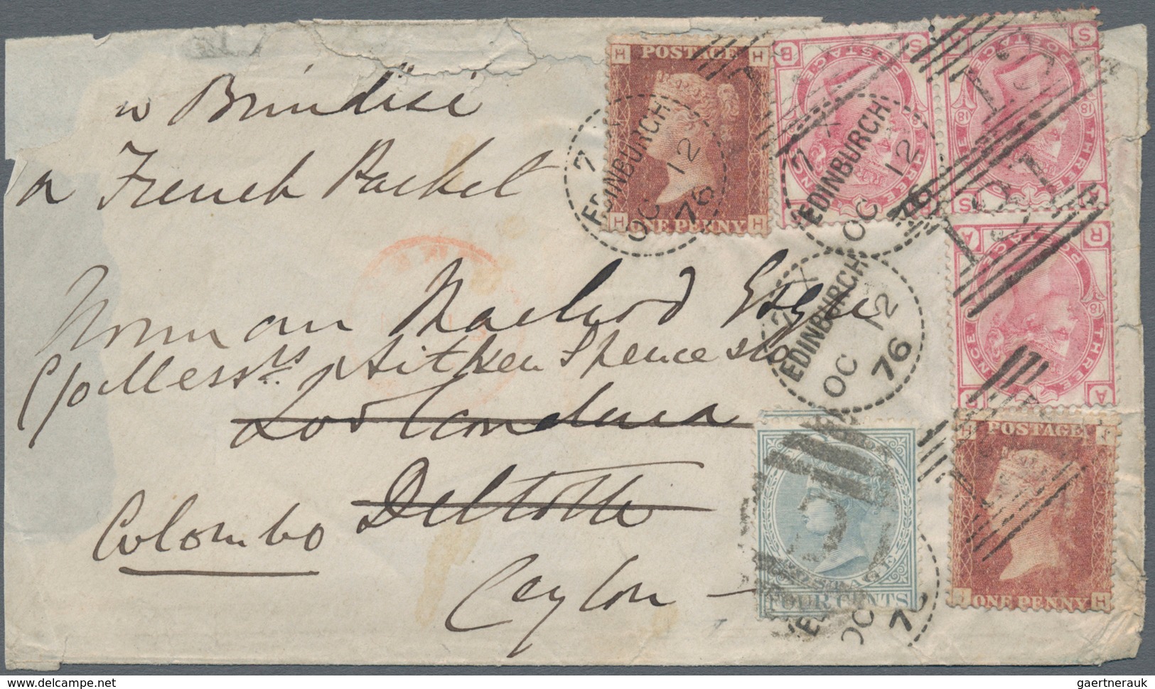 Ceylon / Sri Lanka: 1876. Envelope (minor Faults) Addressed To Deltota, Ceylon Bearing Great Britain - Sri Lanka (Ceylon) (1948-...)