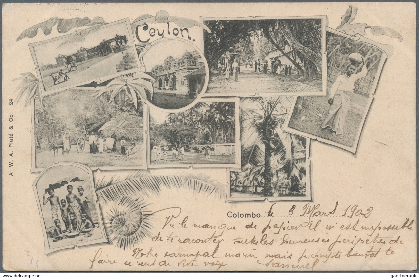 Ceylon / Sri Lanka: 1902. Multi View Post Card Of 'Colombo' Addressed To France Bearing Ceylon SG 25 - Sri Lanka (Ceilán) (1948-...)