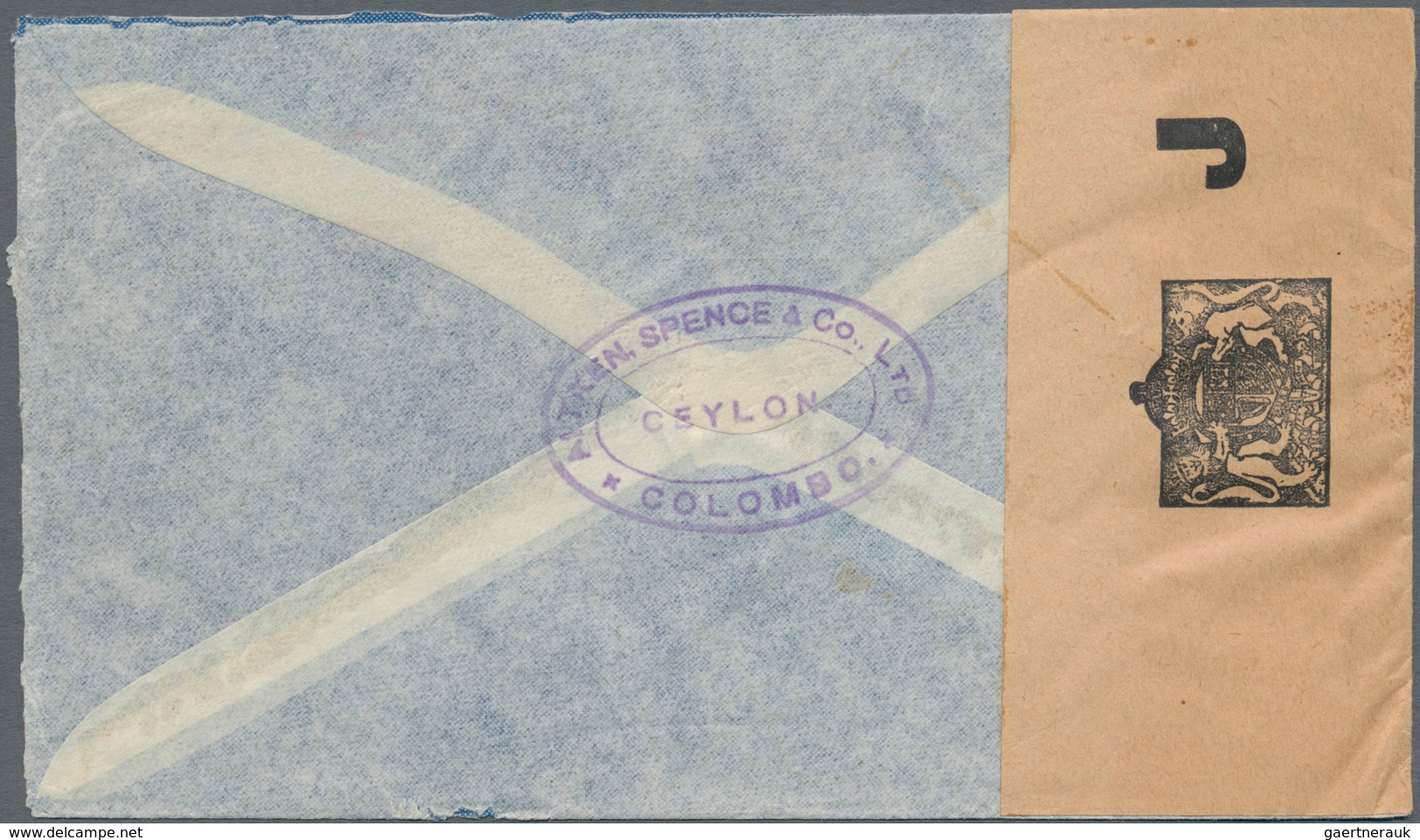 Ceylon / Sri Lanka: 1939. Air Mail Envelope Addressed To St. Gallen, Switzerland Cancelled By 'Ceylo - Sri Lanka (Ceylan) (1948-...)