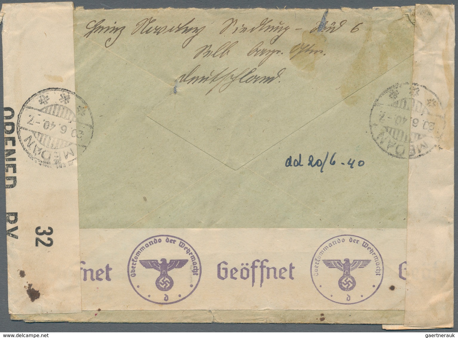 Ceylon / Sri Lanka: 1940. Envelope Addressed To Medan, Sumatra Bearing Germany Yvert 447, 10pf Maroo - Sri Lanka (Ceylon) (1948-...)