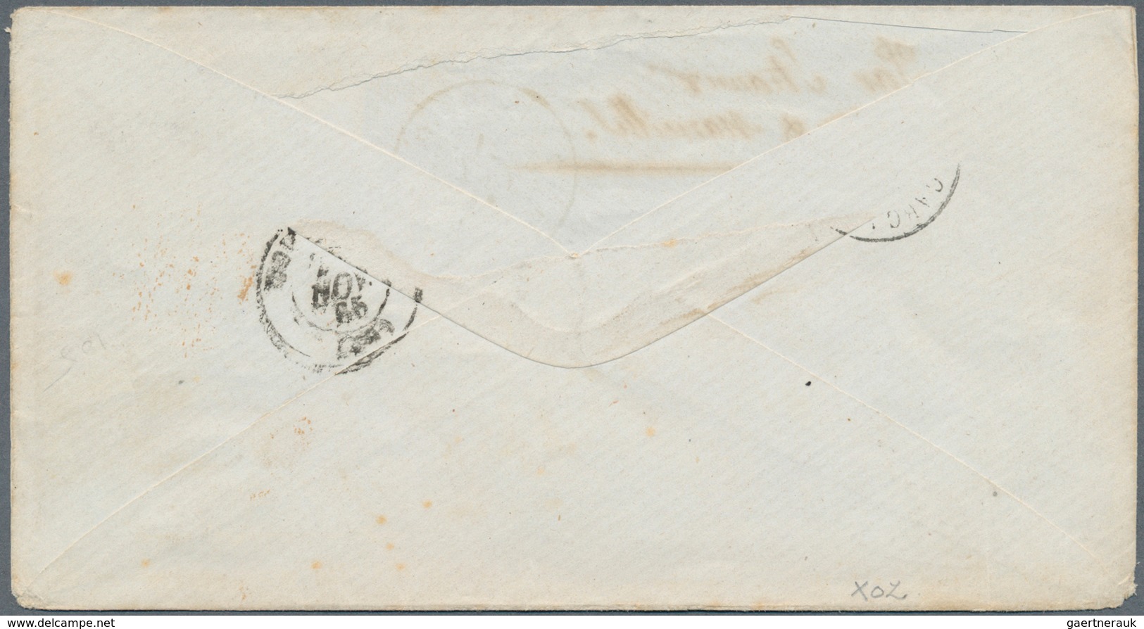Französisch-Indien: 1865. Envelope (small Part Backflap Missing) Addressed To France Bearing French - Brieven En Documenten
