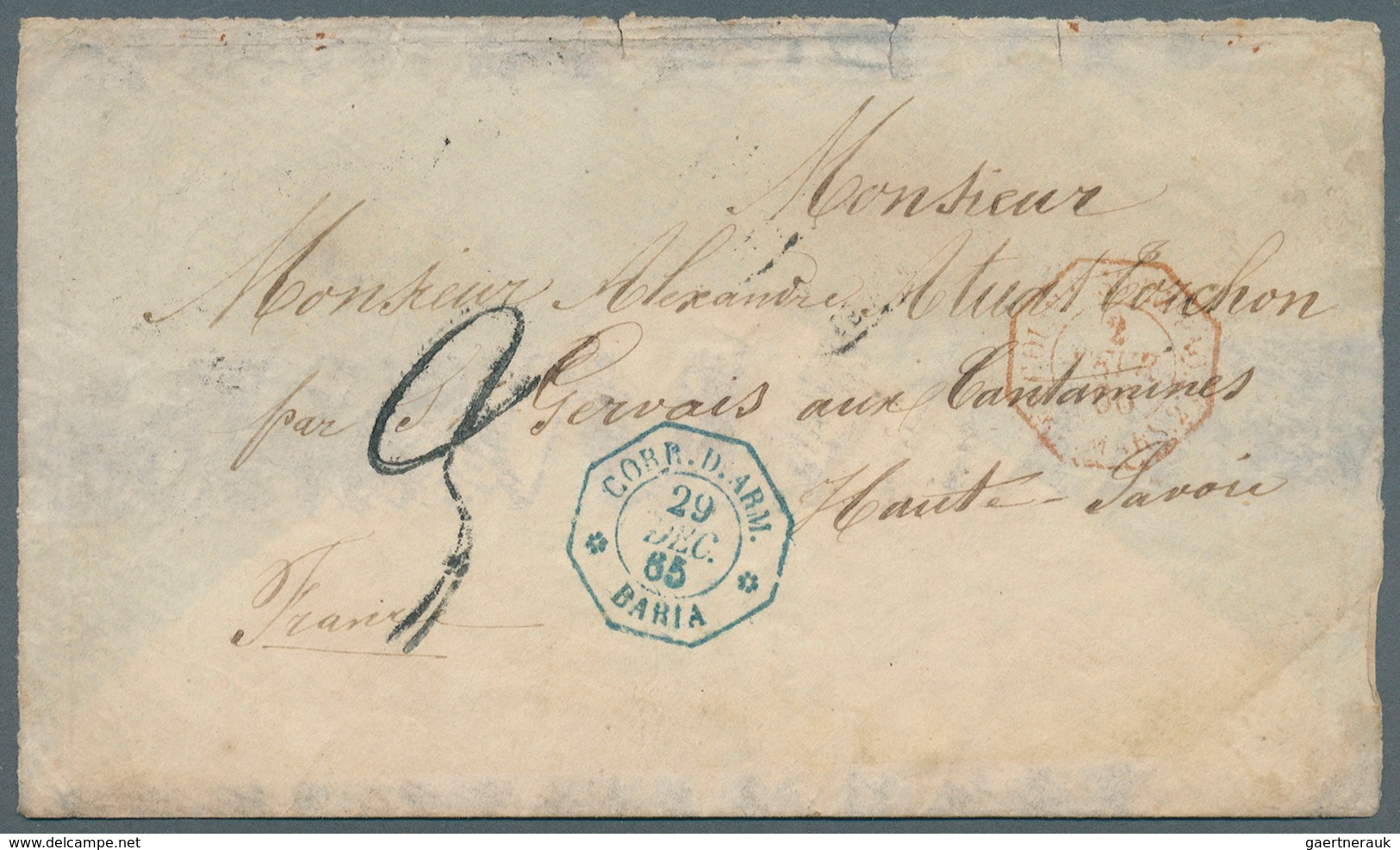 Französisch-Indochina: 1865. Stampless Envelope Front (with Part Of Backflap, Faults) Addressed To F - Storia Postale