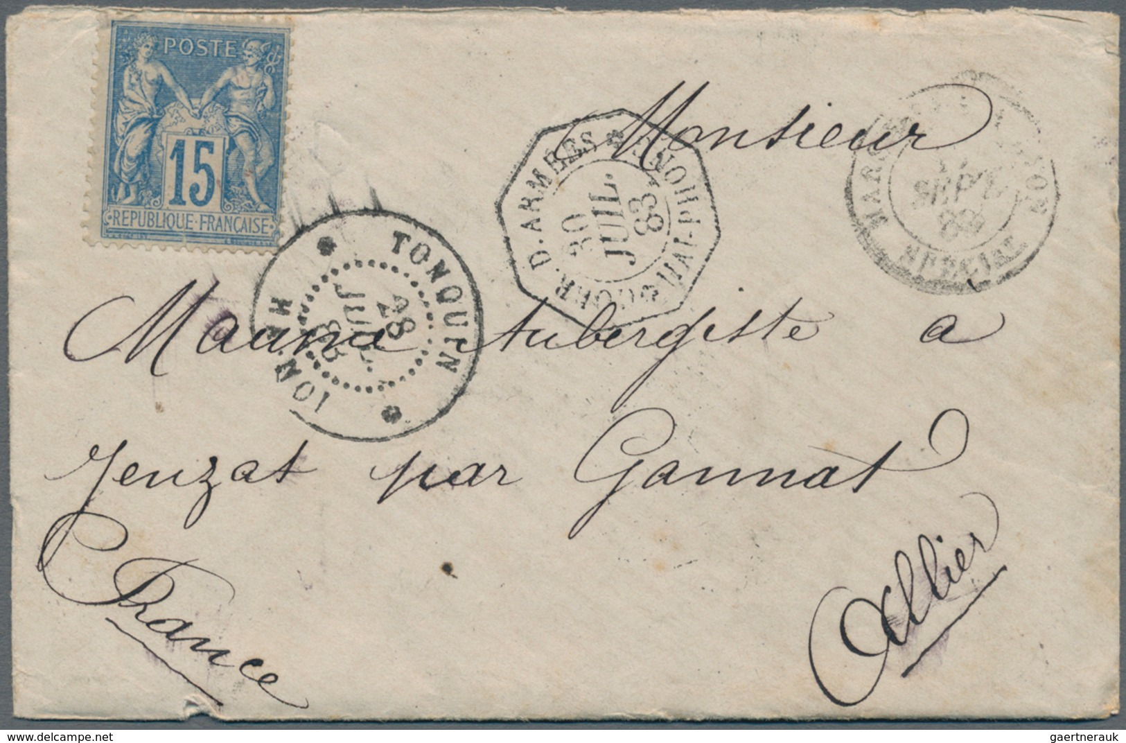 Französisch-Indochina: 1883. Military Mail Envelope Addressed To France Written From The '4th Regime - Cartas & Documentos