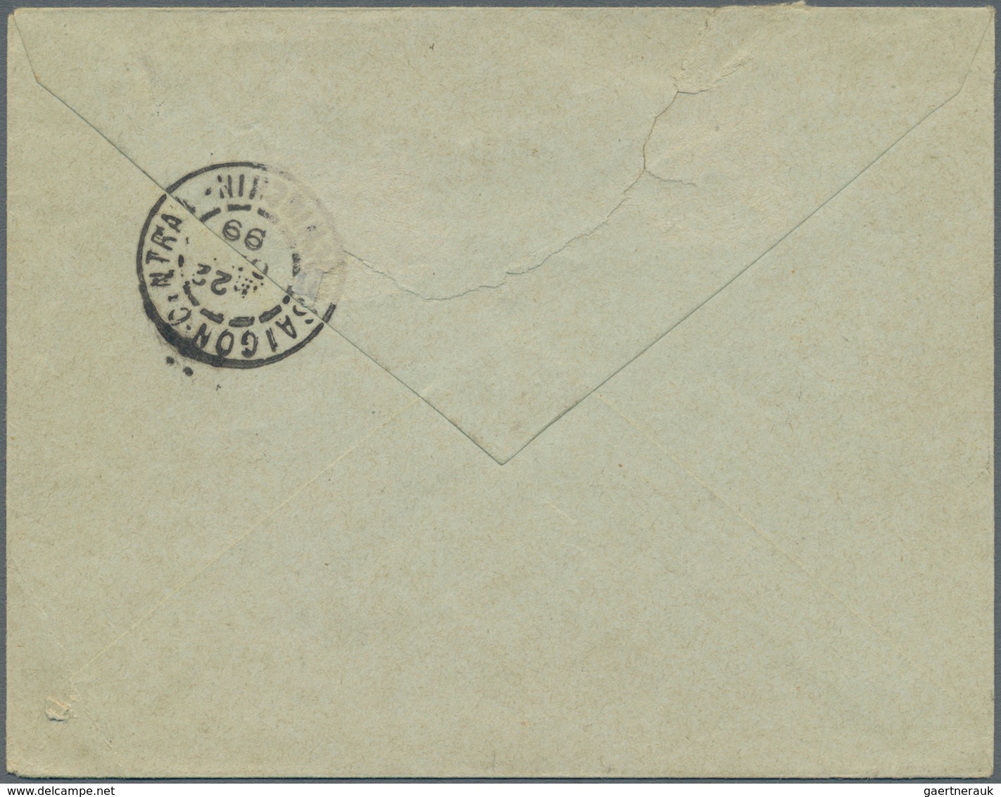 Französisch-Indochina: 1899. French Indo-China Postal Stationery Envelope 15c Blue Upgraded With Fre - Briefe U. Dokumente