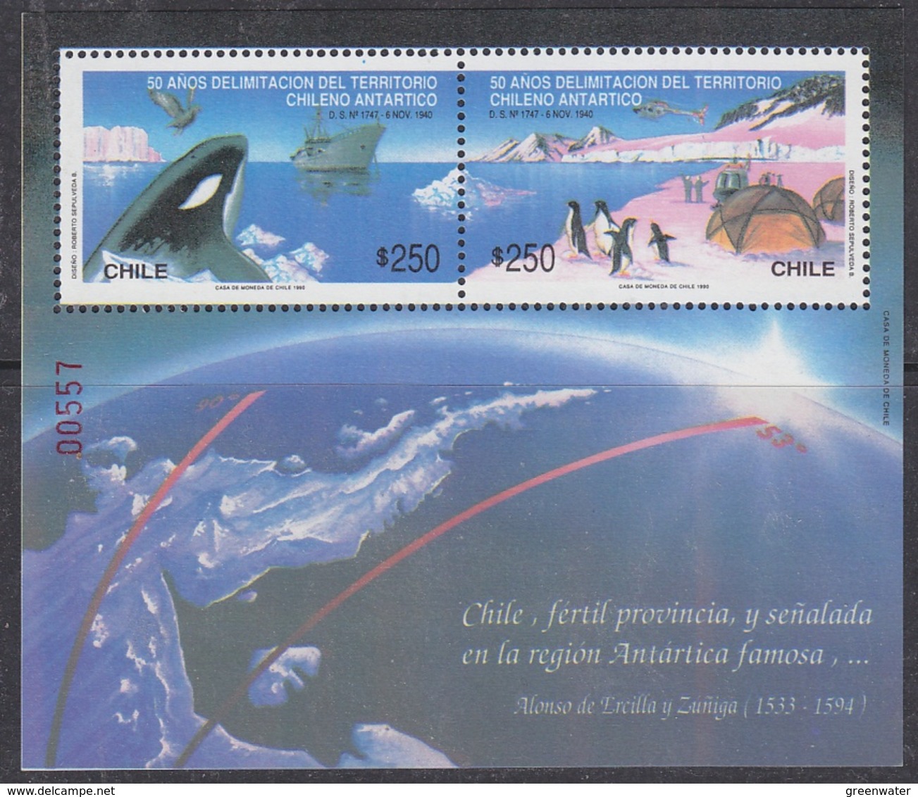 Chile 1990 Antarctica / Penguins / Whale M/s ** Mnh (41739) - Chili