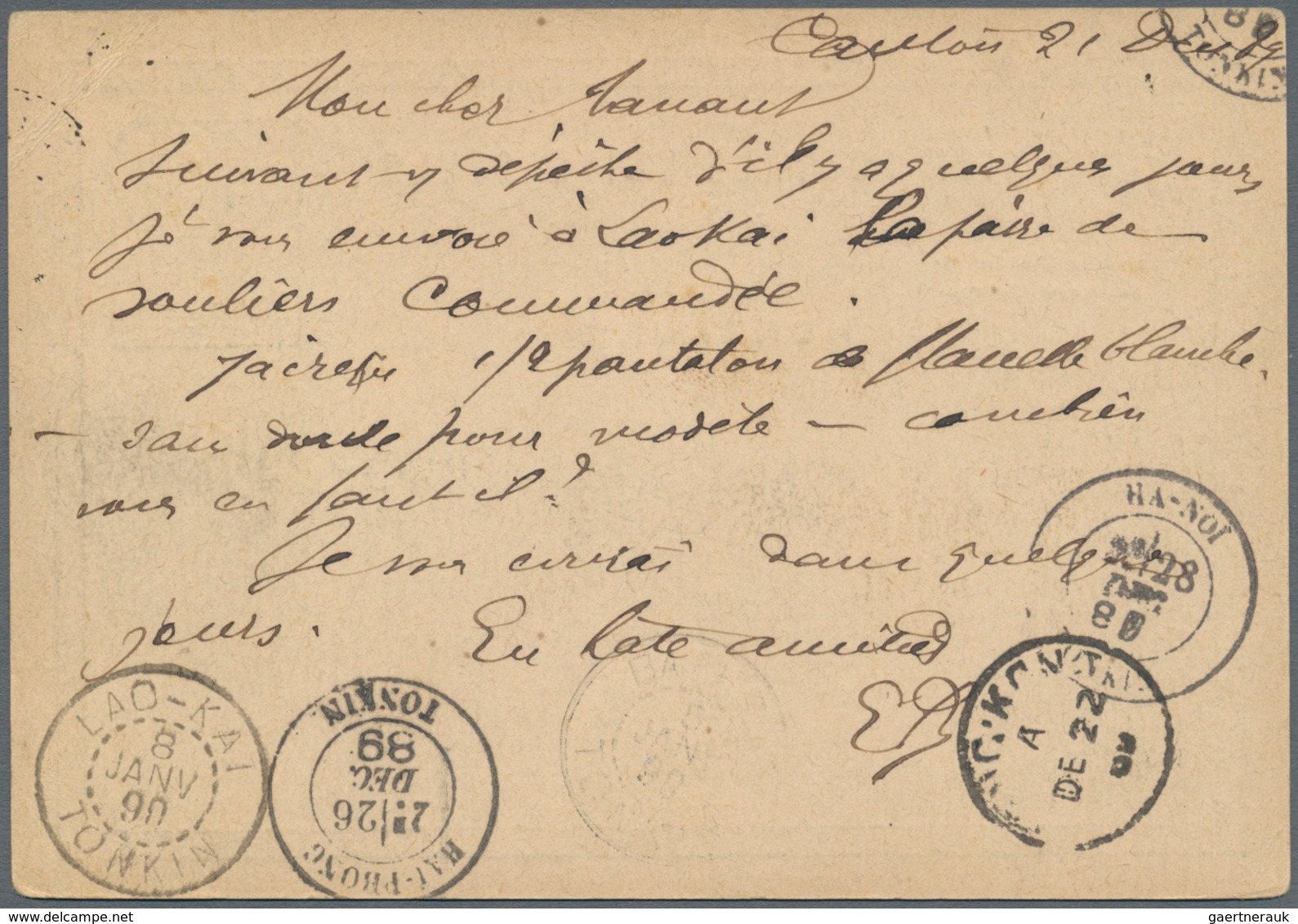 Hongkong - Treaty Ports: 1889. Hong Kong Postal Stationery Card 'one Cent' Green Cancelled By Canton - Otros & Sin Clasificación