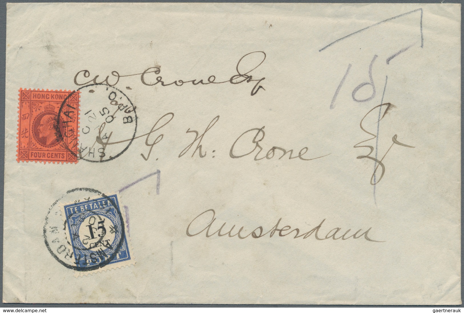 Hongkong - Treaty Ports: 1905 Envelope To Holland Bearing SG 64, 4c Purple/red Tied By Shanghai/B.P. - Altri & Non Classificati