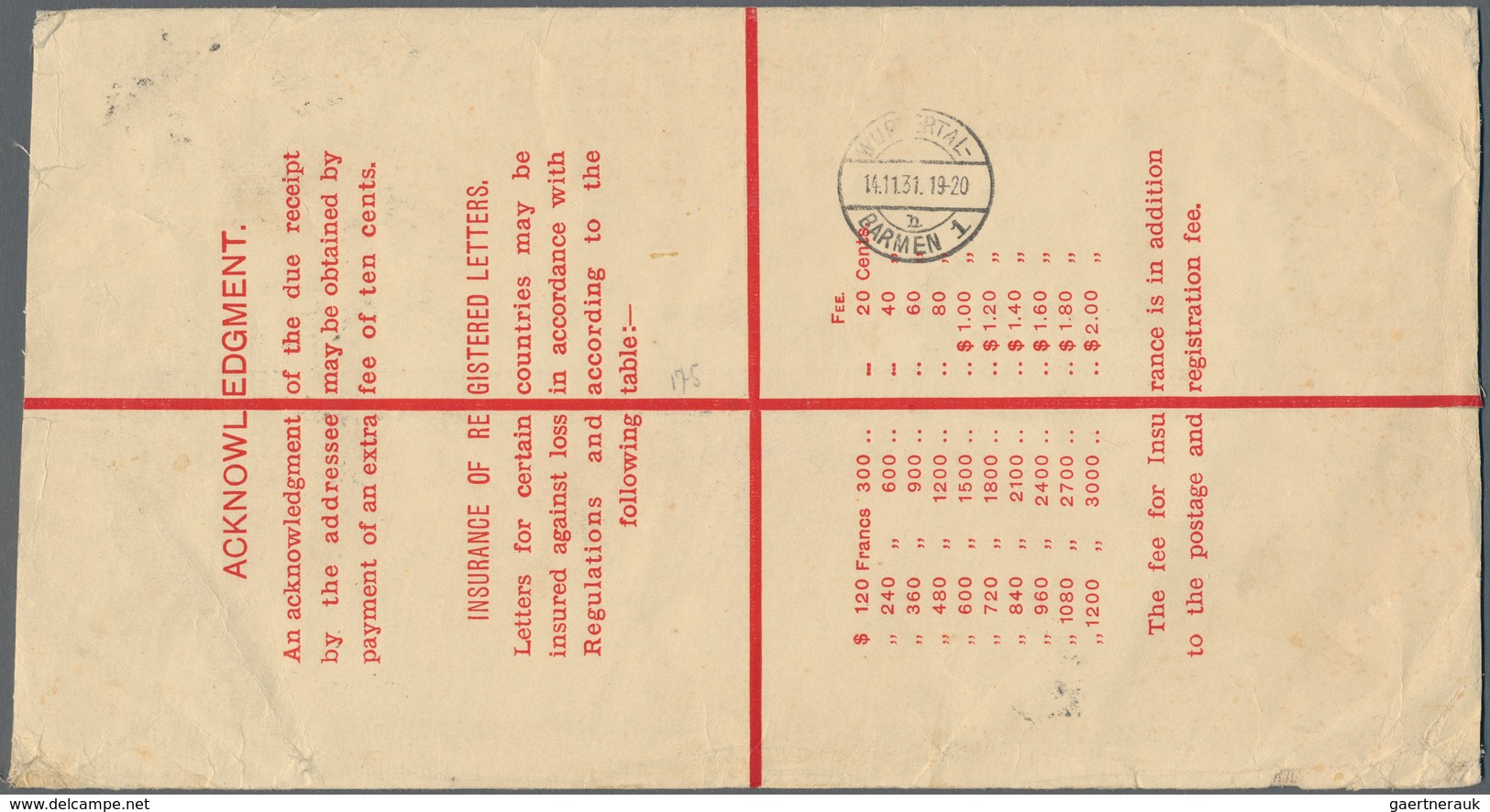 Hongkong - Ganzsachen: 1928 Postal Stationery Registered Envelope 10c. Violet, Largest Size (292x152 - Ganzsachen