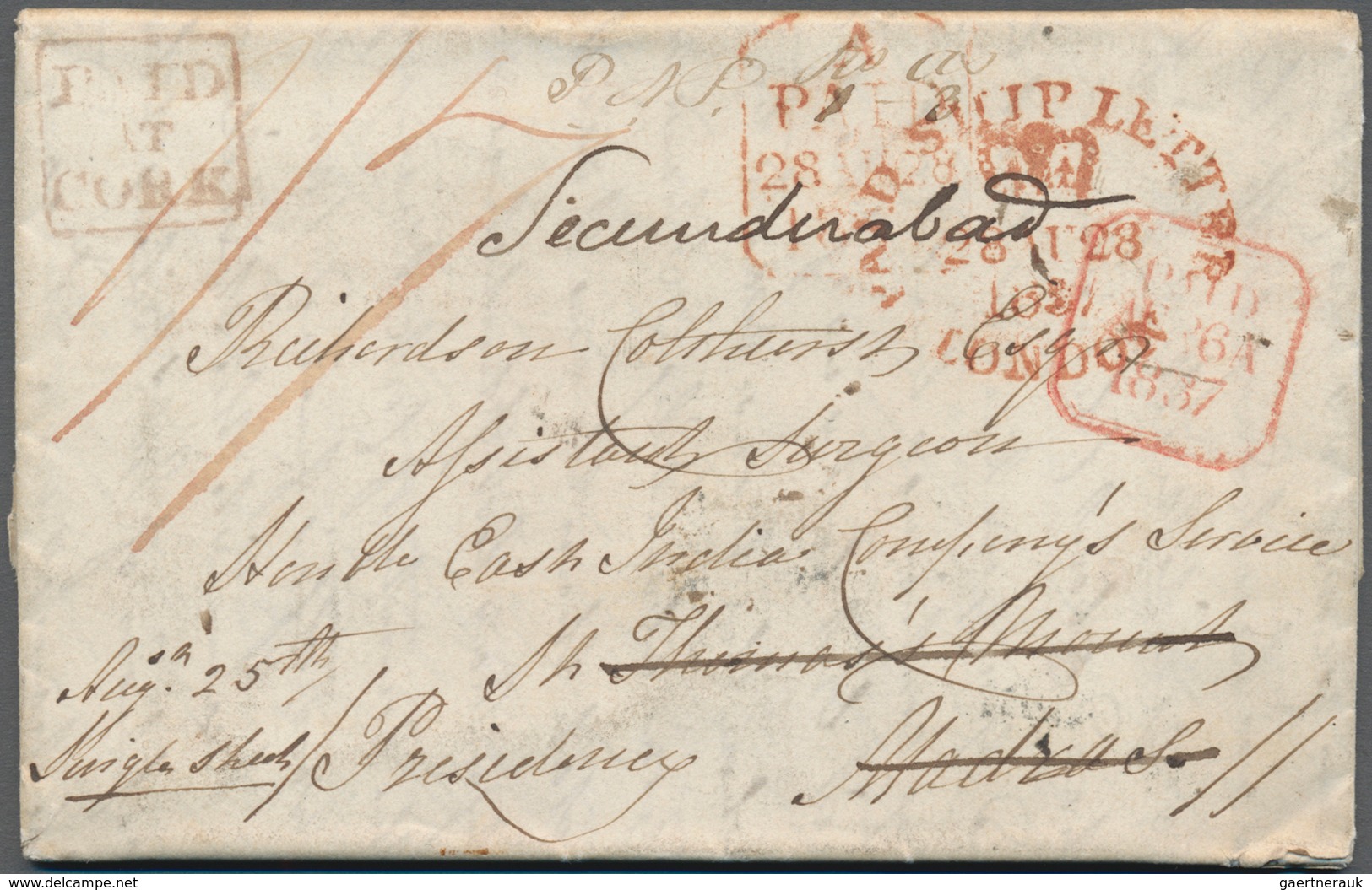 Indien - Vorphilatelie: 1837, Folded Letter Written With Three Pages Text From Dursey Castle (Cork) - ...-1852 Voorfilatelie
