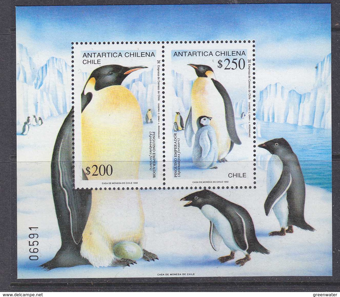 Chile 1992 Antarctica / Emperor Penguins M/s  ** Mnh (41741) - Chili
