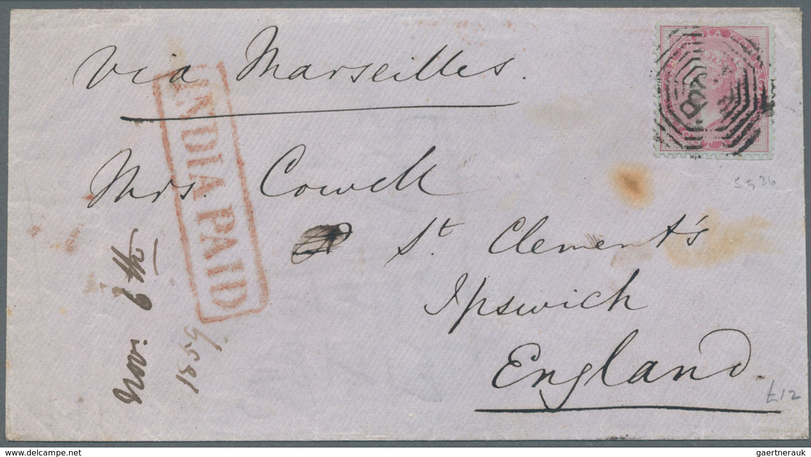 Indien: 1859-61, Two Letters To England Bearing 4A Black (2) And 8A As Single, Very Fine And Attract - 1852 District De Scinde